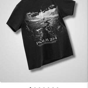 Black Graphic T-Shirt with Psalm 23:4